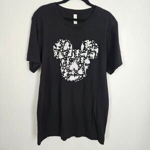 Disney Characters Mickey Mouse Silhouette T Shirt Black Womens Size M